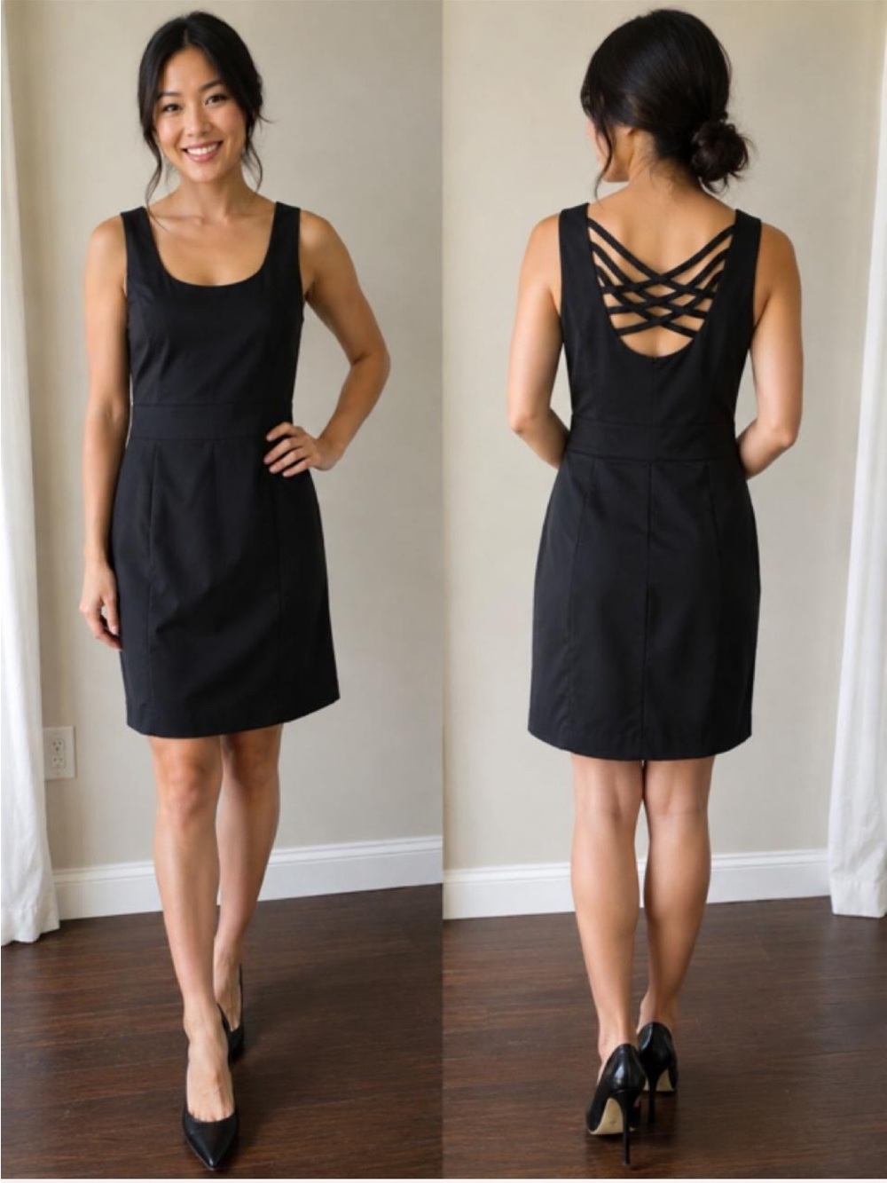 Rafaella Black Sleeveless Dress with Strappy Crisscross Back